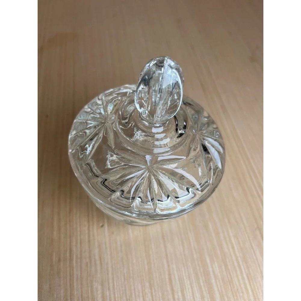 Vintage Anchor Hocking Clear Pressed Glass Starburst Lidded Sugar Bowl MCM